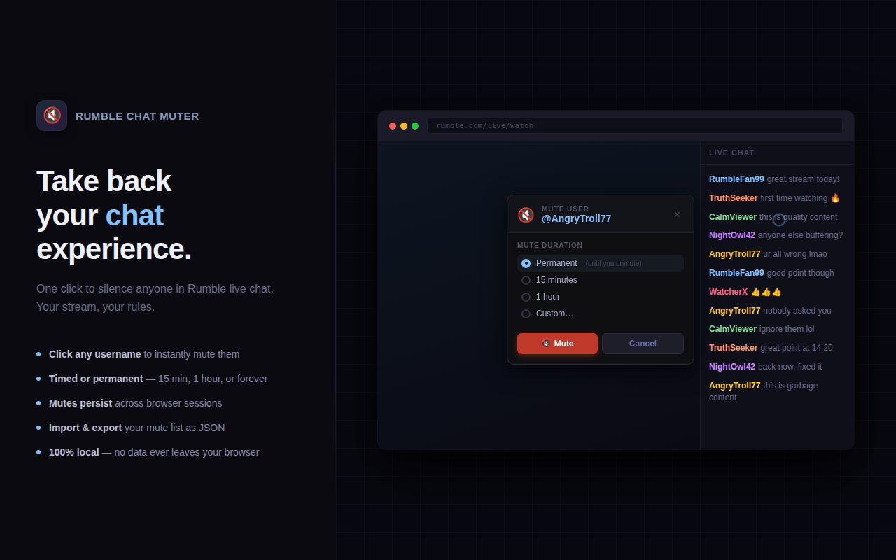 Muting a user in Rumble chat